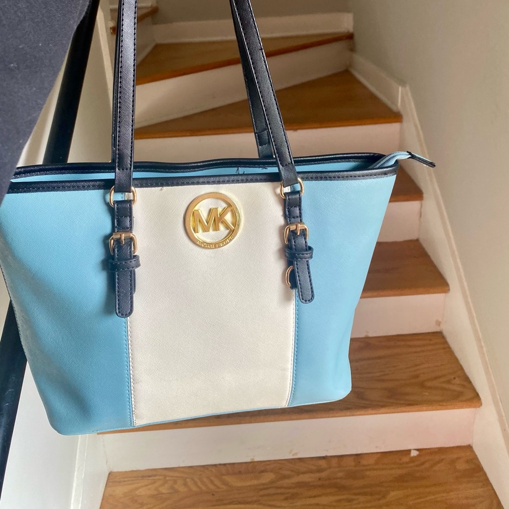 Michael kors blue/white handbag